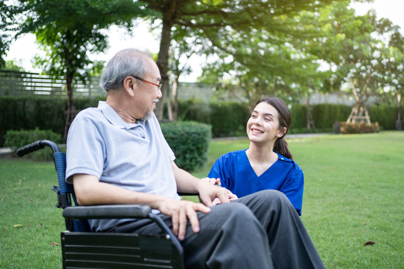 Older adult walking outdoors, independent